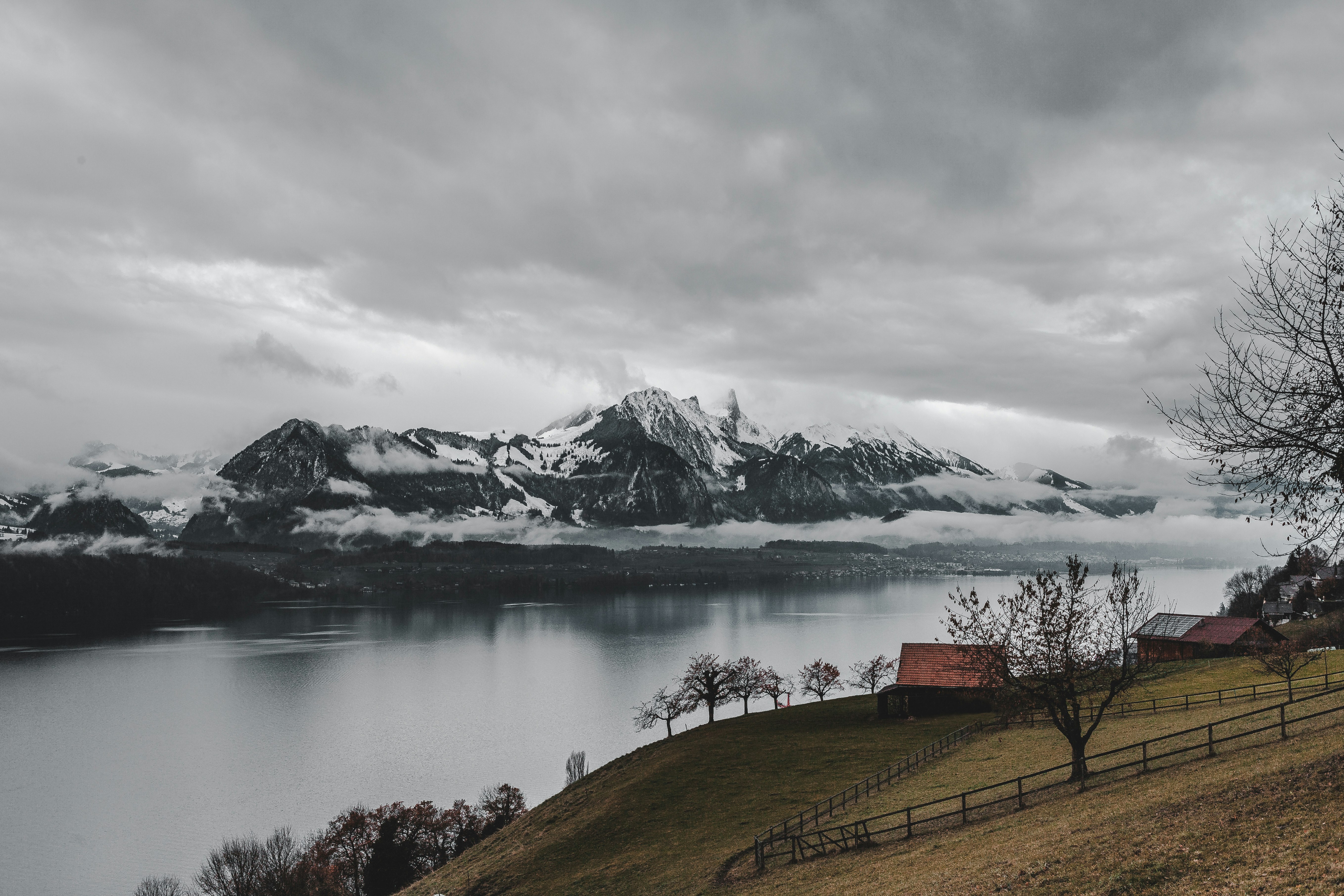 mountain alps near lake